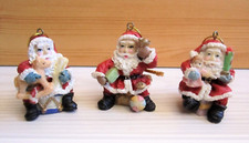 3 figurines père noël YVES ROCHER ornements vintage à suspendre sur sapin