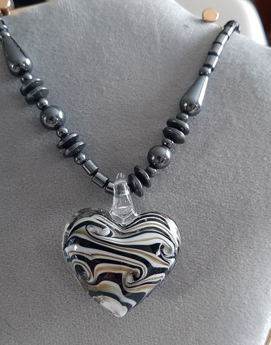 Pendentif coeur verre - coeur, en