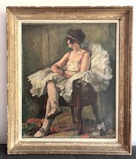 Maurice Retif. Danseuse, ballerine. Huile sur toile signée et datée.