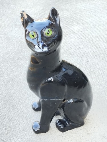 Chat noir ceramique - noir,