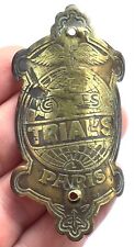 ANCIENNE PLAQUE DE VÉLO CYCLES TRIAL’S PARIS OLD ENAMEL BICYCLE PLATE BADGE