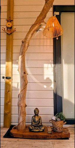 Lampadaire art déco bois - lampadaire,