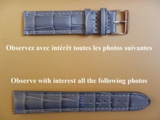 20mm BRACELET DE MONTRE GRIS CUIR VÉRITABLE FACON ALLIGATOR COUSU BELLE QUALITÉ