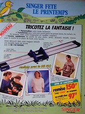 PUBLICITÉ SINGER SB 150 TRICOTEZ LA FANTAISIE CHARIOT LÉGER 115 AIGUILLES