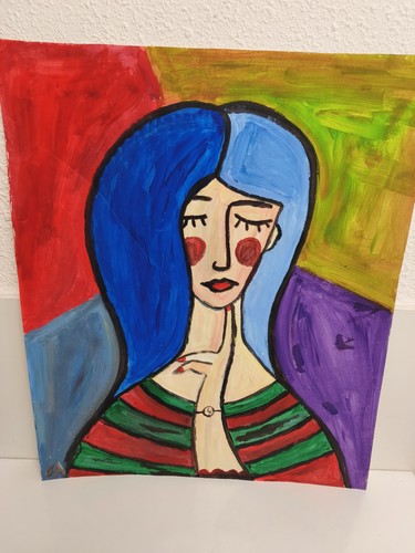 Tableau ancien portrait femme