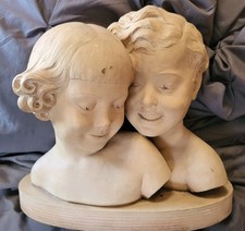 Jean Varoqueaux XX°s terre cuite bustes enfants sculpture art déco terracotta