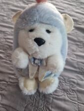  DOUDOU PELUCHE HERISSON BLEU BLANC TARTINE ET CHOCOLAT GILET 15cm TTBE  