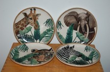 Assiette à dessert savane , éléphant, tigre , girafe, zèbre 17 cm