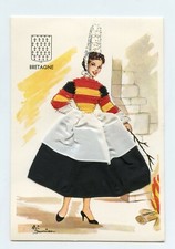 Carte postale brodée et ajoutis tissus  . BRETAGNE .