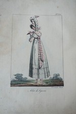 BELLE LITHO COULEUR COSTUME PORTRAIT NAPOLEON FEMME MODE ROBE EPOQUE EMPIRE 1830
