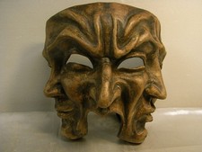 🇫🇷 ANCIEN MASQUE A TROIS FACES VISAGE CARTON BOUILLI PAPIER MACHE MASK VENISE