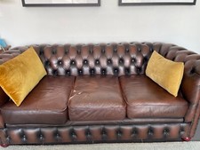 Canapé cuir Chesterfield 3 places marron