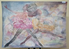 101X72 CM Peinture Vintage Technique Mixte Ballerines Danse Classique Ballet P32