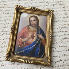 Petit Tableau PORCELAINE Coeur Sacré De Jésus Fin XIXè