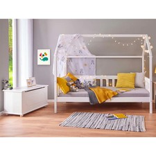 SARRY - Pack Lit Cabane à Barrières 90x200cm + Coffre Pin Massif