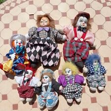 RARE lot de 7 poupées clowns en porcelaine bibelots