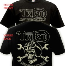 T-shirt TRITON MOTORCYCLES - Cafe Racer Casque Moto Retro Vintage Triumph Motard