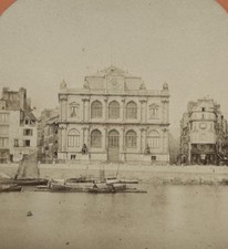 FRANCE Le Hâvre La Bibliothèque Photo Neurdein c1870 Stereo Vintage Albumine