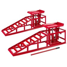 AREBOS 2 x Voitures Véhicule Rampe Jack Hauteur Hydraulique Réglable 2T Rouge