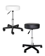 dibea Tabouret à roulettes similicuir chrome réglable en hauteur 360° rotatif