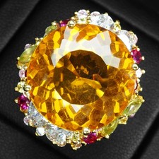 BAGUES SÉDUISANTES EN OR JAUNE CITRINE 17 CT ARGENT STERLING 925 PLAQUÉ OR 24...