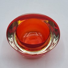 Coupelle cristal soufflé coloré sommerso jaune rouge Flavio Poli Murano XXème 