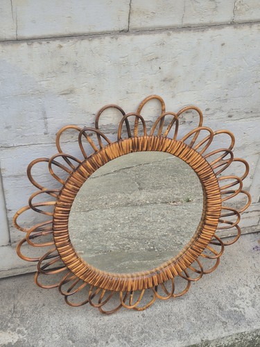 Miroir fleur soleil ancien - fleur,