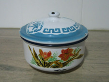 Ancien petit Pot à Couvercle Soupière en Tôle émaillée