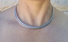 Collier torque en argent 925 massif, Torque Necklace – Handcrafted Woven Choker