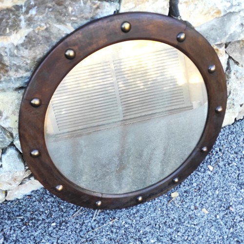Miroir rond bois avec - en,