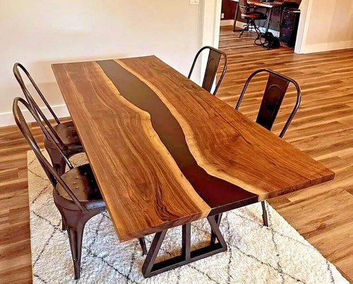 Table bois époxy - en, noir