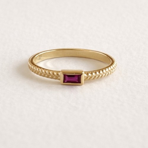 Bague baguette rubis or - baguette,