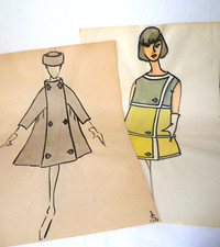 2 DESSINS DE MODE AQUARELLE ET