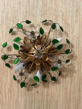 ANCIENNE APPLIQUE MAISON BAGUES A PAMPILLE VERRE CRISTAL DE COULEUR ET BRONZE