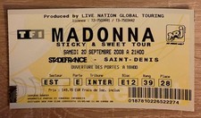 Madonna - Ticket Concert Sticky & Sweet Tour - N° E 12 39 28 du 20/09/2008 Paris