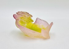 Coupelle Fleur Rose En Pâte De Verre Signée Daum France