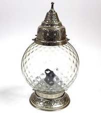 Lampe De Table Marocaine En Verre Clair 16" Ton Argent 220v Europlug BB766