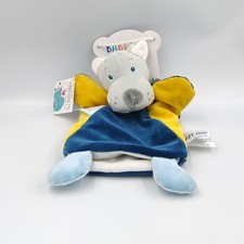 Doudou marionnette loup bleu jaune gris BABY NAT - 36082