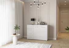 Commode FRIDA 01 S blanc/blanc + semi-brillant 135 cm