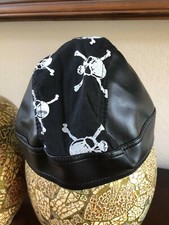 LEATHER Biker SKULL CAP