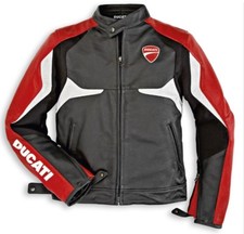 Ducati Dainese Desmo Veste En Cuir Noir Rouge Neuf