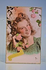 CPA CARTE POSTAL STE SAINTE CATHERINE DENTELLE AJOURE BONNET FILLE GARCON ANCIEN