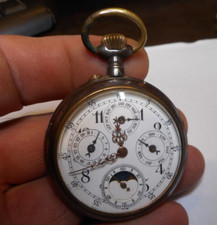 montre à gousset à phase de lune et complication ( fonctionne )
