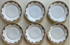 6 ASSIETTES PLATES 1920 D 23,5 PORCELAINE DE LIMOGES ART DECO PANIER FLEURI