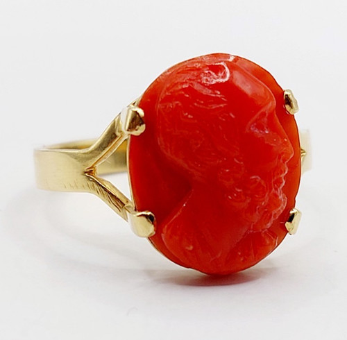 Bague vintage 18k camée - or,