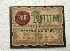 RARE et TRES ANCIENNE ETIQUETTE PUR RHUM VIEUX GARANTI NATUREL - JOUNEAU PARIS