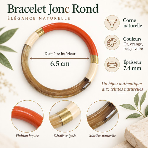 Bracelet jonc corne - jonc, en