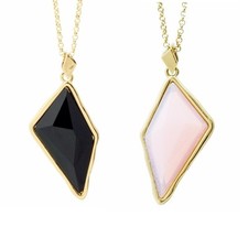 NEW BELLE NOEL Kim Kadashian 14k Gold P Glam Rock Double Side  Pendant Necklace 