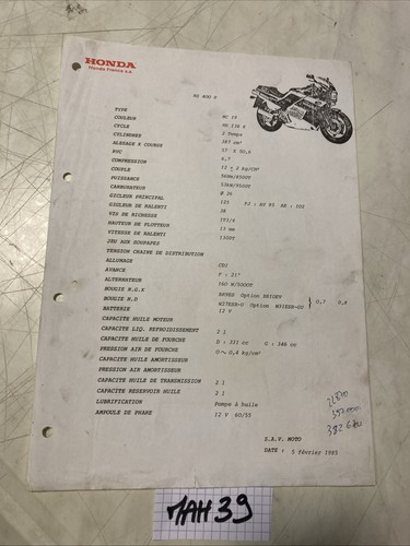 Honda moto 1985 ns400r nsr400 - moto,