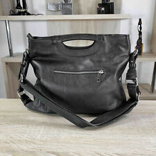 sac à main sac épaule noir en cuir véritable fabriqué en Italie femme